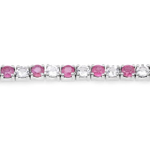 7.15 ct. t.w. Ruby and White Topaz Bracelet in Sterling Silver