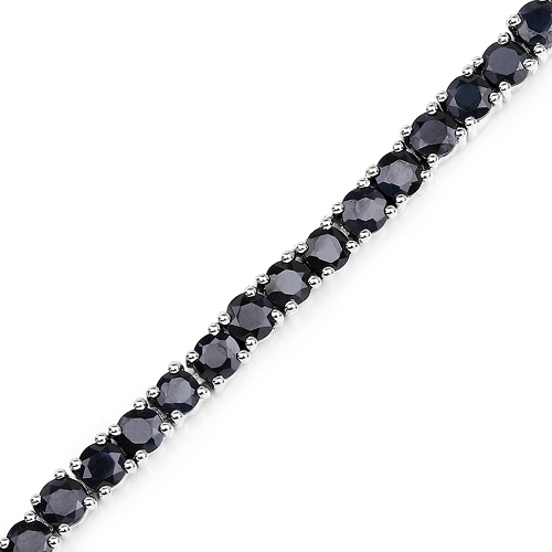 6.89 Carat Genuine Black Sapphire .925 Sterling Silver Bracelet