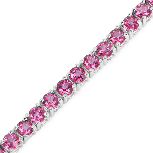 12.00 Carat Genuine Pink Topaz .925 Sterling Silver Bracelet