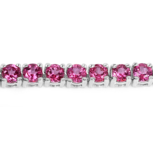 12.00 Carat Genuine Pink Topaz .925 Sterling Silver Bracelet