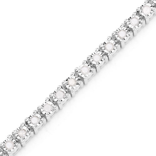 1.25 Carat Genuine White Diamond .925 Sterling Silver Bracelet