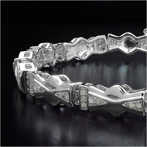 0.57 Carat Genuine White Diamond .925 Sterling Silver Bracelet