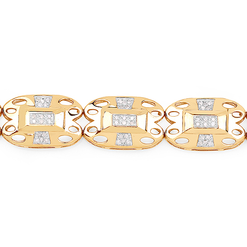 14K Yellow Gold Plated 0.96 Carat Genuine White Diamond .925 Sterling Silver Bracelet