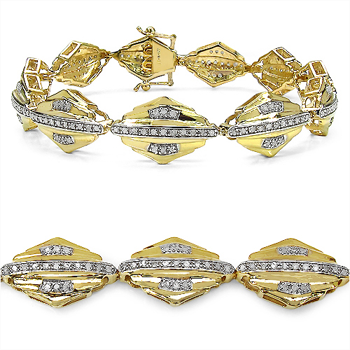 Bracelets-14K White Gold Plated 1.07 Carat Genuine White Diamond .925 Sterling Silver Bracelet