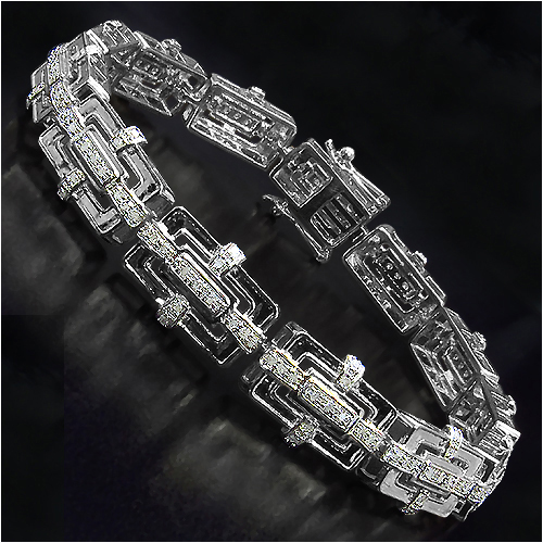 Bracelets-0.92 Carat Genuine White Diamond .925 Sterling Silver Bracelet