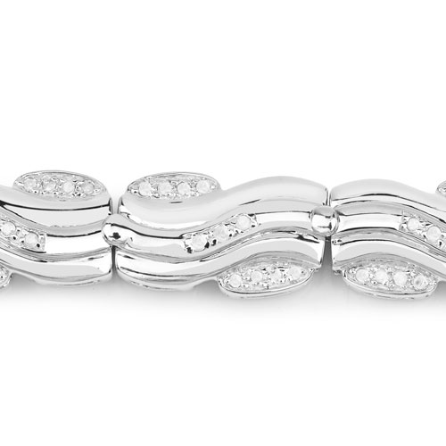 0.84 Carat Genuine White Diamond .925 Sterling Silver Bracelet
