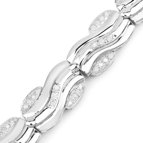 0.84 Carat Genuine White Diamond .925 Sterling Silver Bracelet