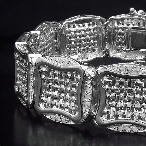 14K White Gold Plated 0.67 Carat Genuine White Diamond .925 Sterling Silver Bracelet
