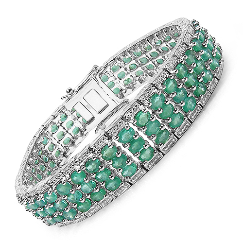18.30 Carat Genuine Emerald .925 Sterling Silver Bracelet