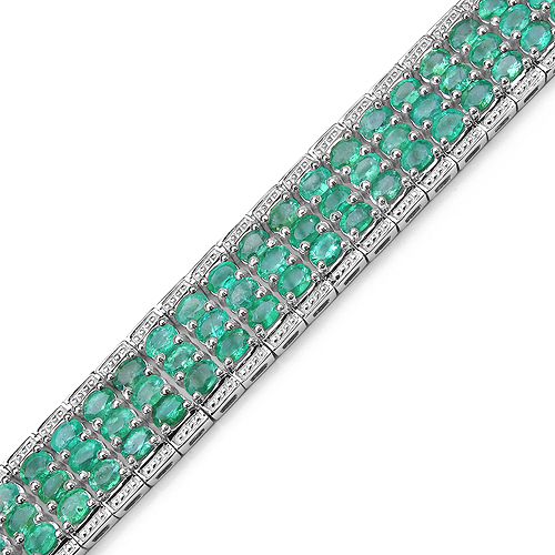 18.30 Carat Genuine Emerald .925 Sterling Silver Bracelet