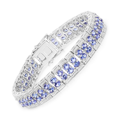 12.92 Carat Genuine Tanzanite .925 Sterling Silver Bracelet