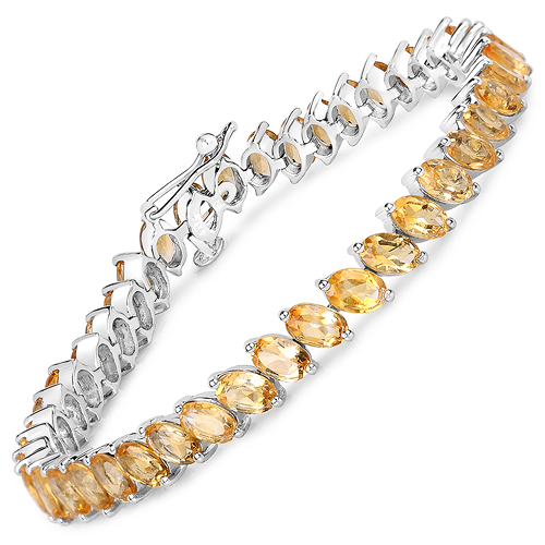 Bracelets-18.06 Carat Genuine Citrine .925 Sterling Silver Bracelet