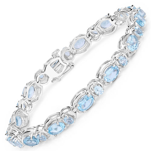 15.96 Carat Genuine Blue Topaz .925 Sterling Silver Bracelet