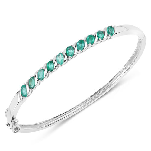 Bracelets-1.90 Carat Genuine Zambian Emerald .925 Sterling Silver Bracelet