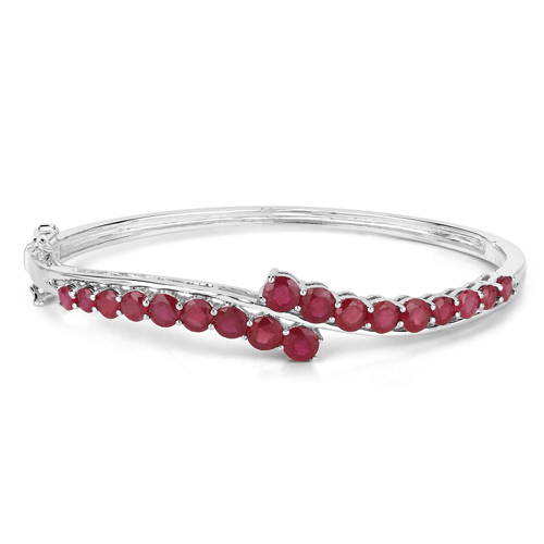 7.48 Carat Glass Filled Ruby Sterling Silver Bangle