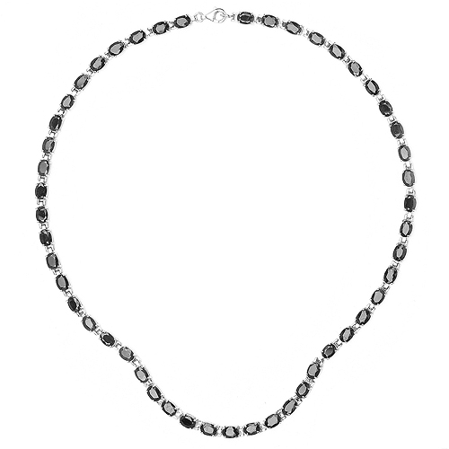 30.10 Carat Genuine Black Sapphire .925 Sterling Silver Necklace
