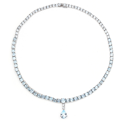 50.00 Carat Genuine Blue Topaz .925 Sterling Silver Necklace