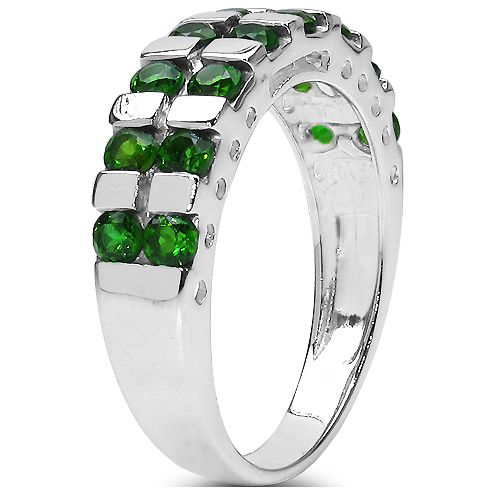 1.26 Carat Genuine Chrome Diopside .925 Sterling Silver Ring
