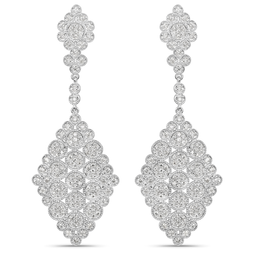 Earrings-2.87 Carat Genuine White Diamond .925 Sterling Silver Earrings