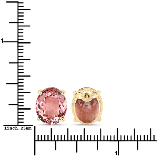 10.16 Carat Genuine Baby Pink Tourmaline 14K Yellow Gold Earrings