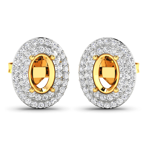 0.32 Carat Genuine White Diamond 14K Yellow Gold Earrings