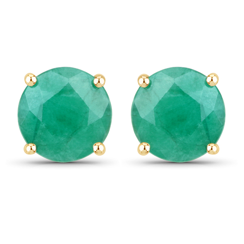 Emerald-1.60 Carat Genuine Emerald 10K Yellow Gold Earrings