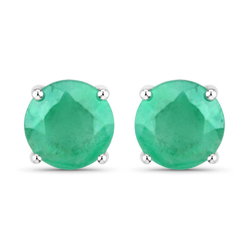 Emerald-1.50 Carat Genuine Emerald 14K White Gold Earrings