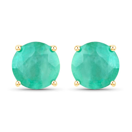Emerald-1.50 Carat Genuine Emerald 14K Yellow Gold Earrings