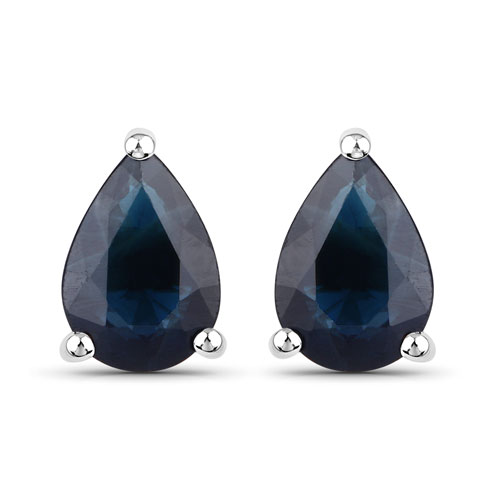 Earrings-1.60 Carat Genuine Blue Sapphire 10K White Gold Earrings