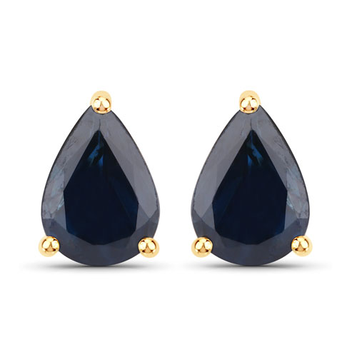 Earrings-1.60 Carat Genuine Blue Sapphire 10K Yellow Gold Earrings