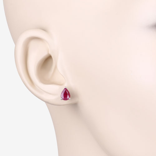 1.60 Carat Genuine Ruby 10K White Gold Earrings