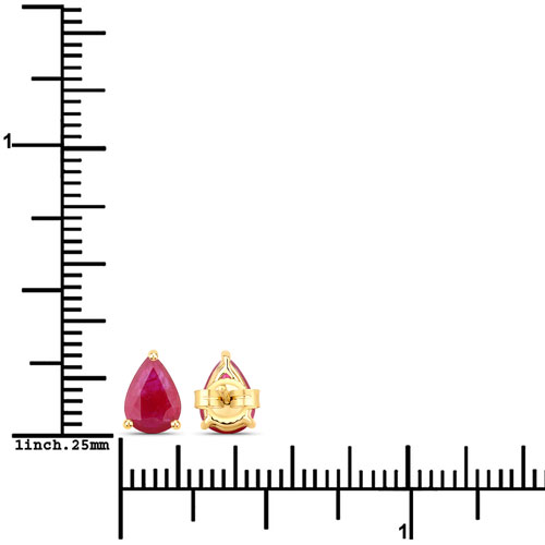 1.60 Carat Genuine Ruby 10K Yellow Gold Earrings
