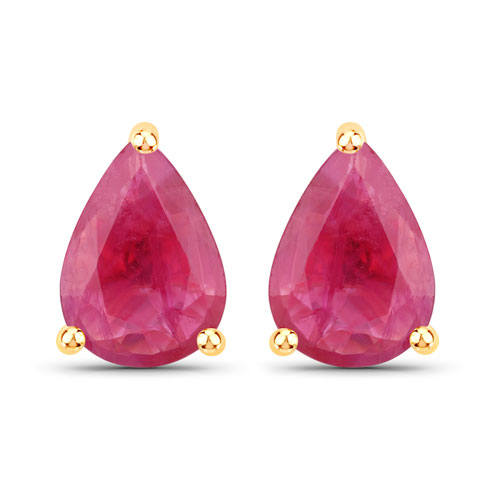 Earrings-1.60 Carat Genuine Ruby 14K Yellow Gold Earrings