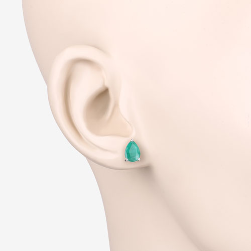 1.30 Carat Genuine Zambian Emerald 10K White Gold Earrings