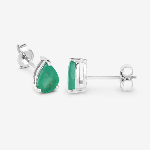1.30 Carat Genuine Zambian Emerald 10K White Gold Earrings