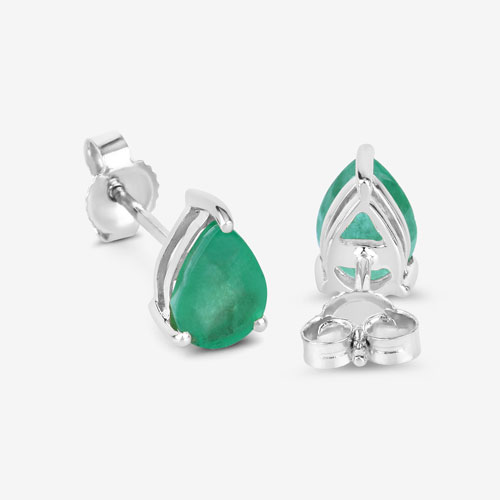 1.30 Carat Genuine Zambian Emerald 10K White Gold Earrings