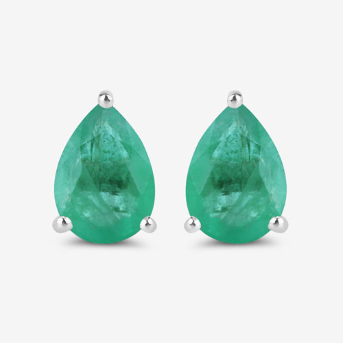 1.30 Carat Genuine Zambian Emerald 10K White Gold Earrings