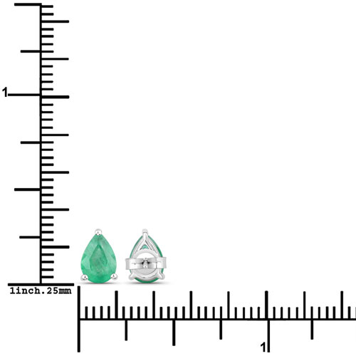 1.30 Carat Genuine Zambian Emerald 10K White Gold Earrings