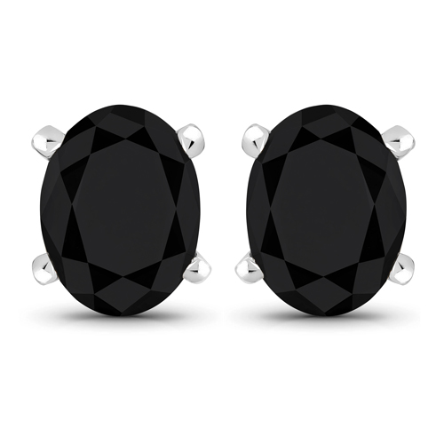 Earrings-2.10 Carat Genuine Black Diamond 14K White Gold Earrings