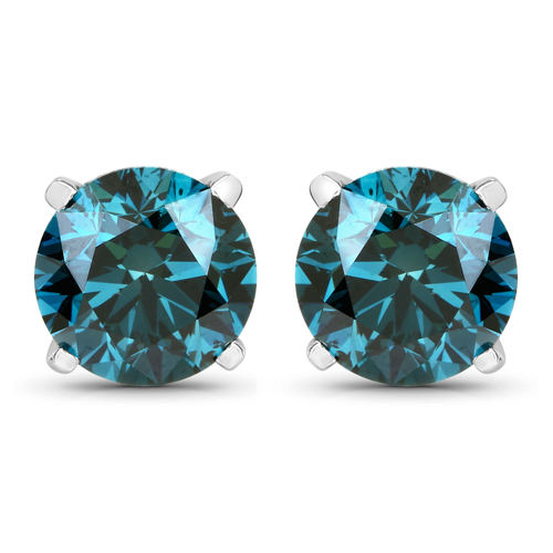 Gem Stone King 1.31 Ct Oval Checkerboard Blue Iolite Black Diamond 14K Yellow Gold Earrings 