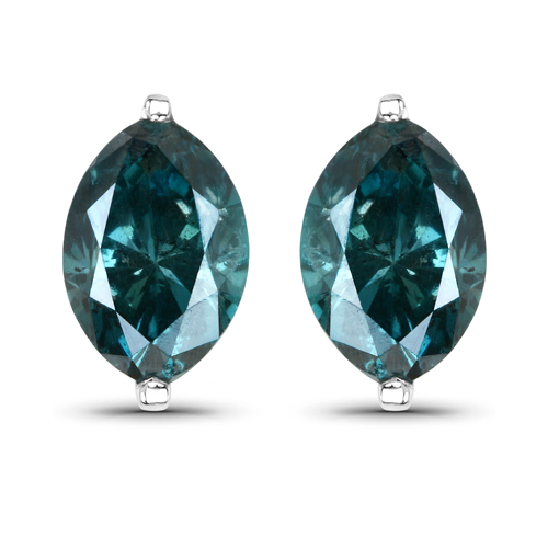 Earrings-1.32 Carat Genuine Blue Diamond 14K White Gold Earrings