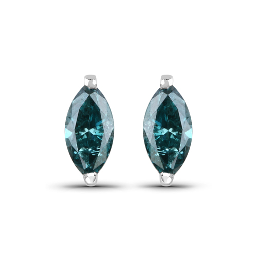 Earrings-0.40 Carat Genuine Blue Diamond 14K White Gold Earrings