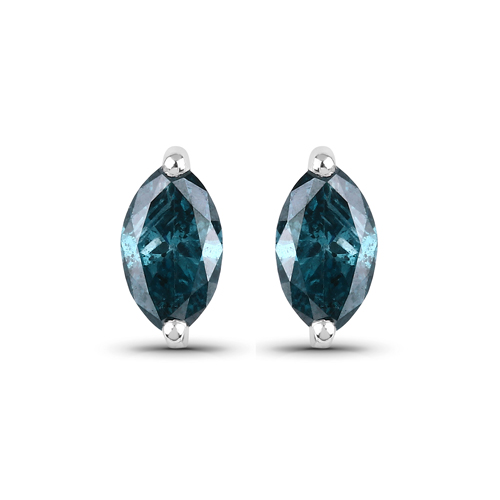 Earrings-0.57 Carat Genuine Blue Diamond 14K White Gold Earrings