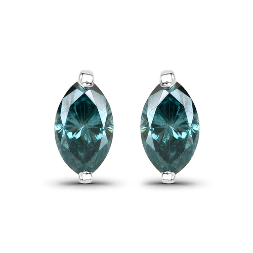Earrings-0.61 Carat Genuine Blue Diamond 14K White Gold Earrings