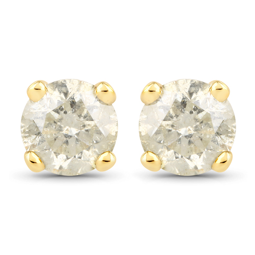 Earrings-1.00 Carat Genuine LB Diamond 14K Yellow Gold Earrings