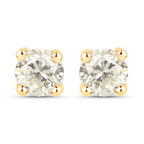 Earrings-1.01 Carat Genuine LB Diamond 14K Yellow Gold Earrings