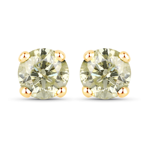 Earrings-1.11 Carat Genuine LB Diamond 14K Yellow Gold Earrings