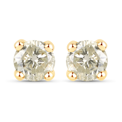 Earrings-0.89 Carat Genuine LB Diamond 14K Yellow Gold Earrings
