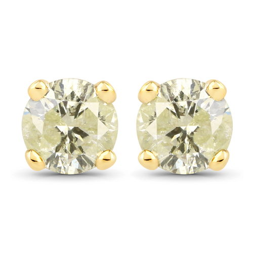 Earrings-0.95 Carat Genuine LB Diamond 14K Yellow Gold Earrings