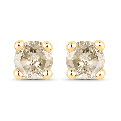 Earrings-0.59 Carat Genuine TTLB Diamond 14K Yellow Gold Earrings